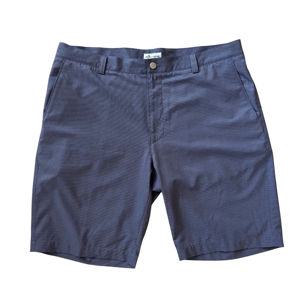 Peter Millar Mens 38 Shackelford Blue Flat Front Performance Golf Shorts